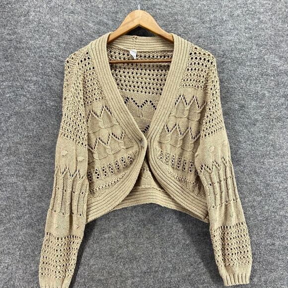 5/$45 Old Navy Cardigan Women XS Beige Knit V-Neck Long Sleeve One Button - Picture 3 of 8